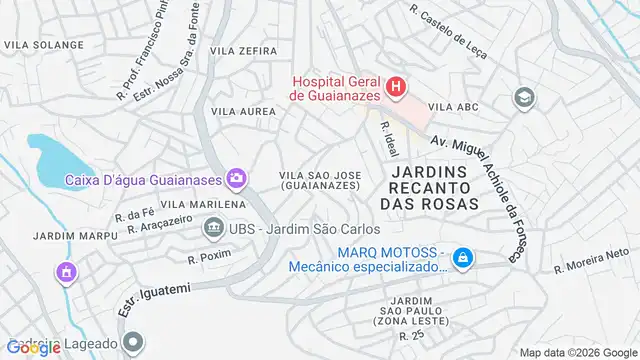 Mapa do bairro Vila Sao Jose (Guaianazes), Sao Paulo - SP