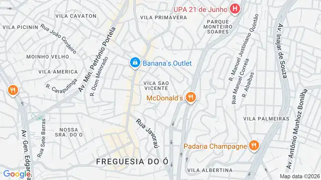 Mapa do bairro Vila Sao Vicente, Sao Paulo - SP