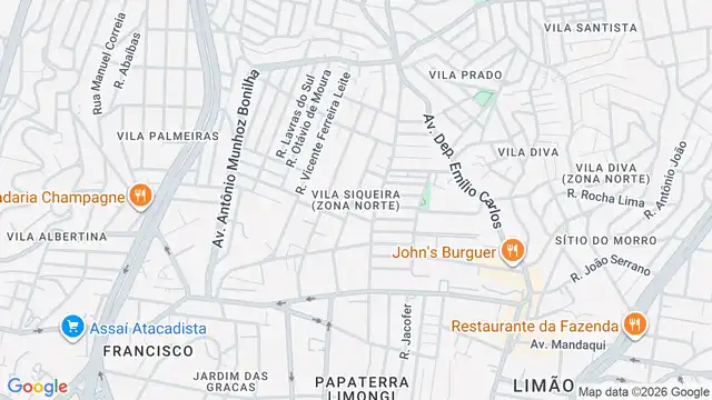 Mapa do bairro Vila Siqueira (Zona Norte), Sao Paulo - SP