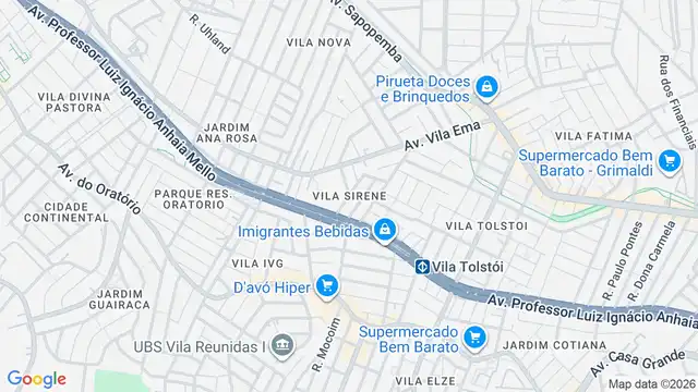 Mapa do bairro Vila Sirene, Sao Paulo - SP