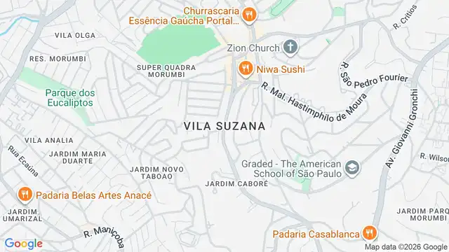 Mapa do bairro Vila Suzana, Sao Paulo - SP