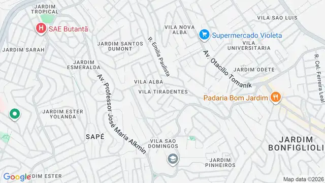 Mapa do bairro Vila Tiradentes, Sao Paulo - SP