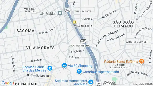 Mapa do bairro Vila Vermelha, Sao Paulo - SP