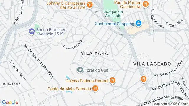 Mapa do bairro Vila Yara, Sao Paulo - SP